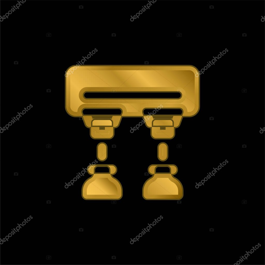 Assembly Line gold plated metalic icon or logo vector
