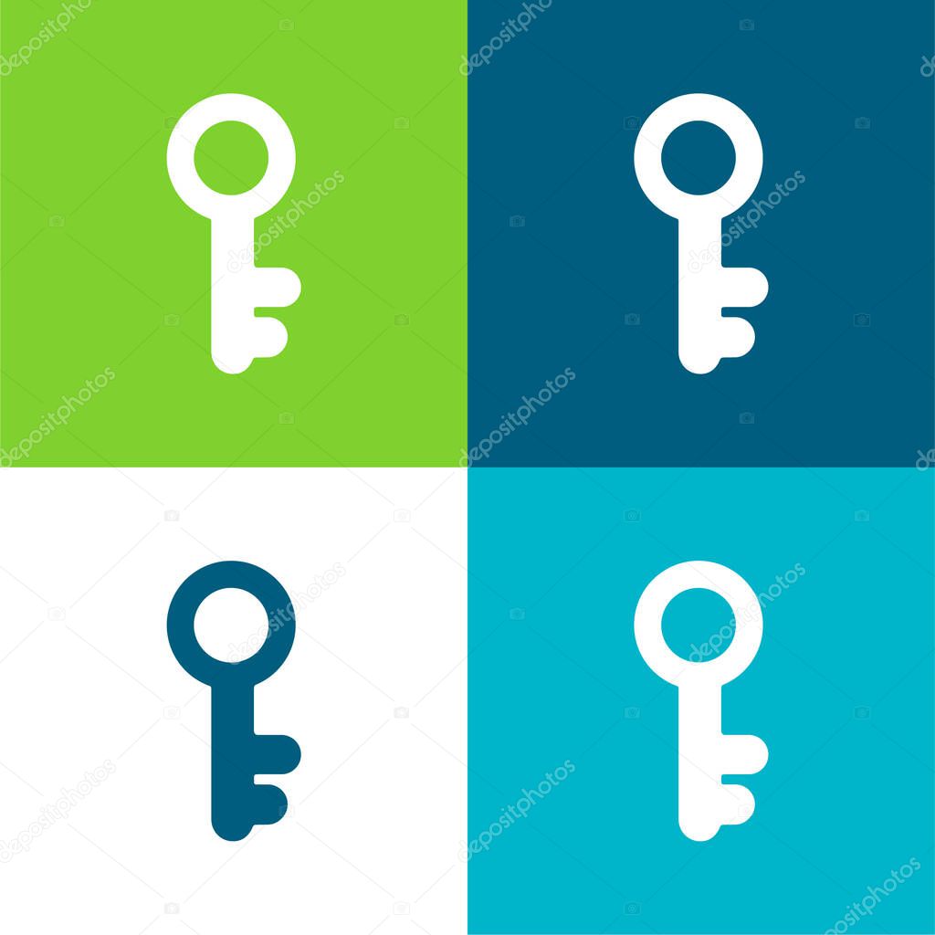 Antique Key Flat four color minimal icon set