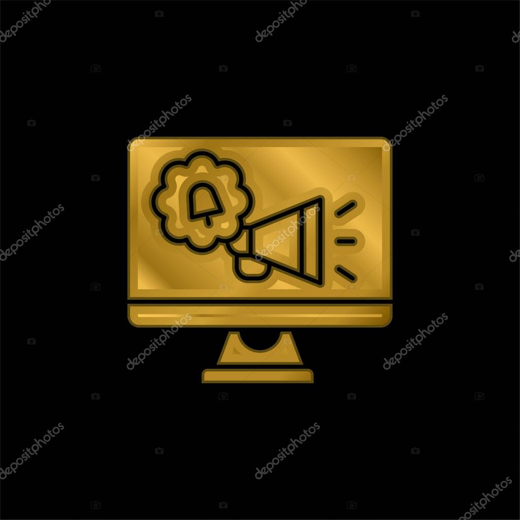 Advertising gold plated metalic icon or logo vector