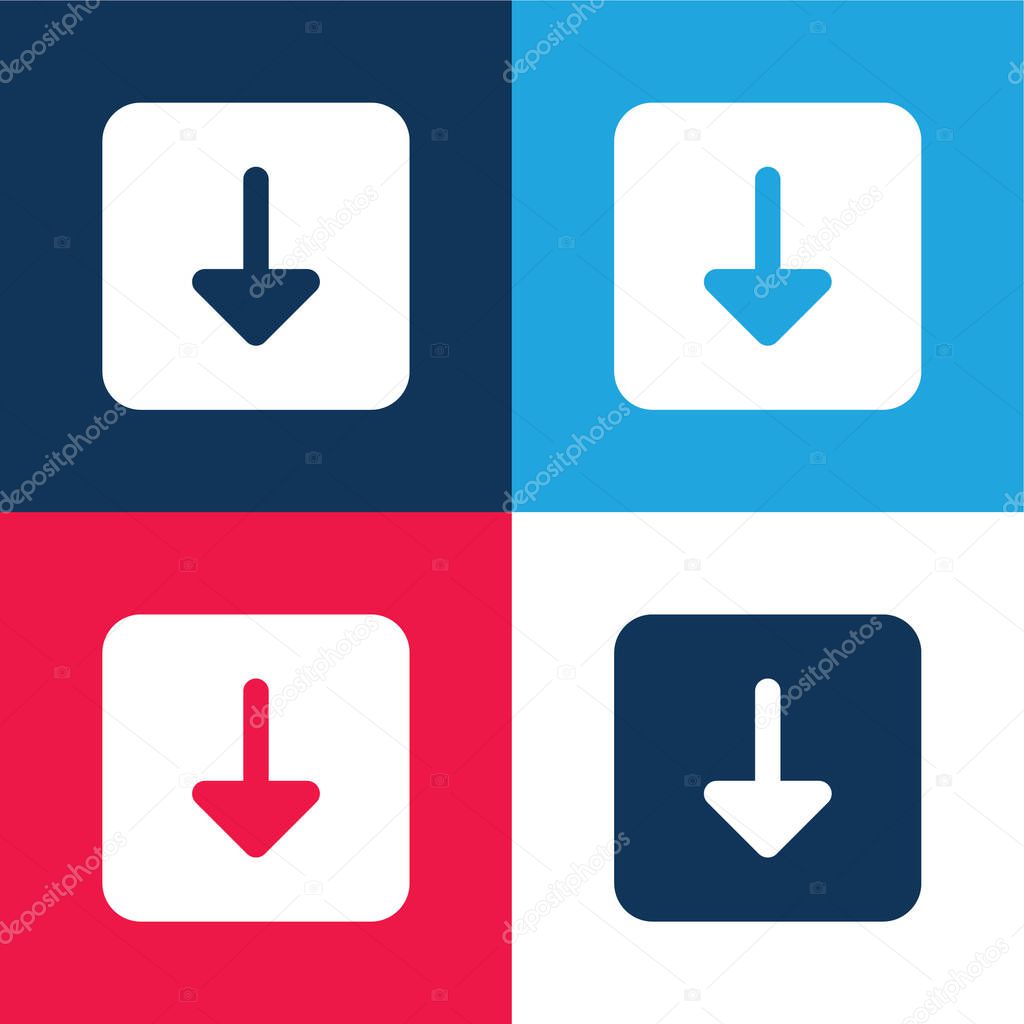 Arrow Down blue and red four color minimal icon set