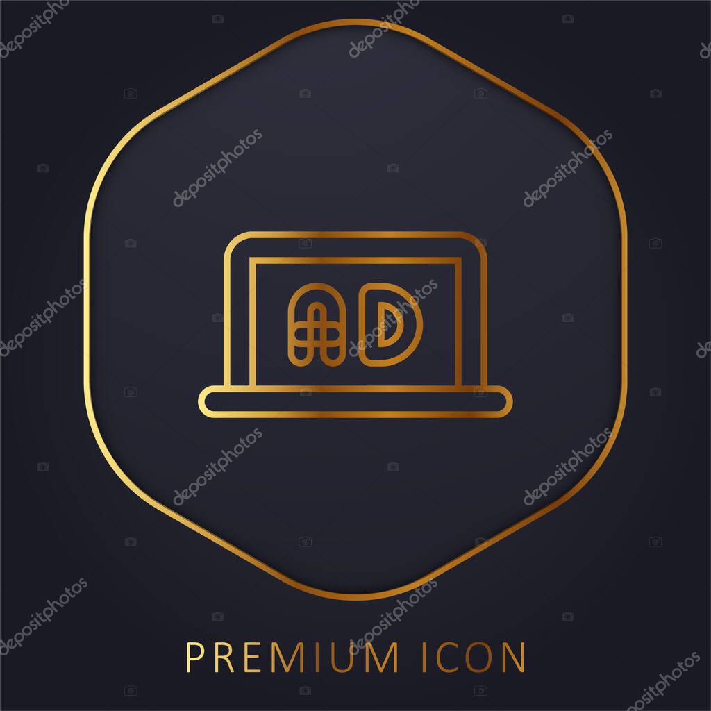 Ads golden line premium logo or icon