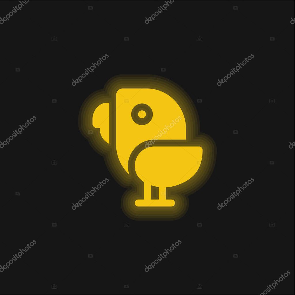 Bird yellow glowing neon icon