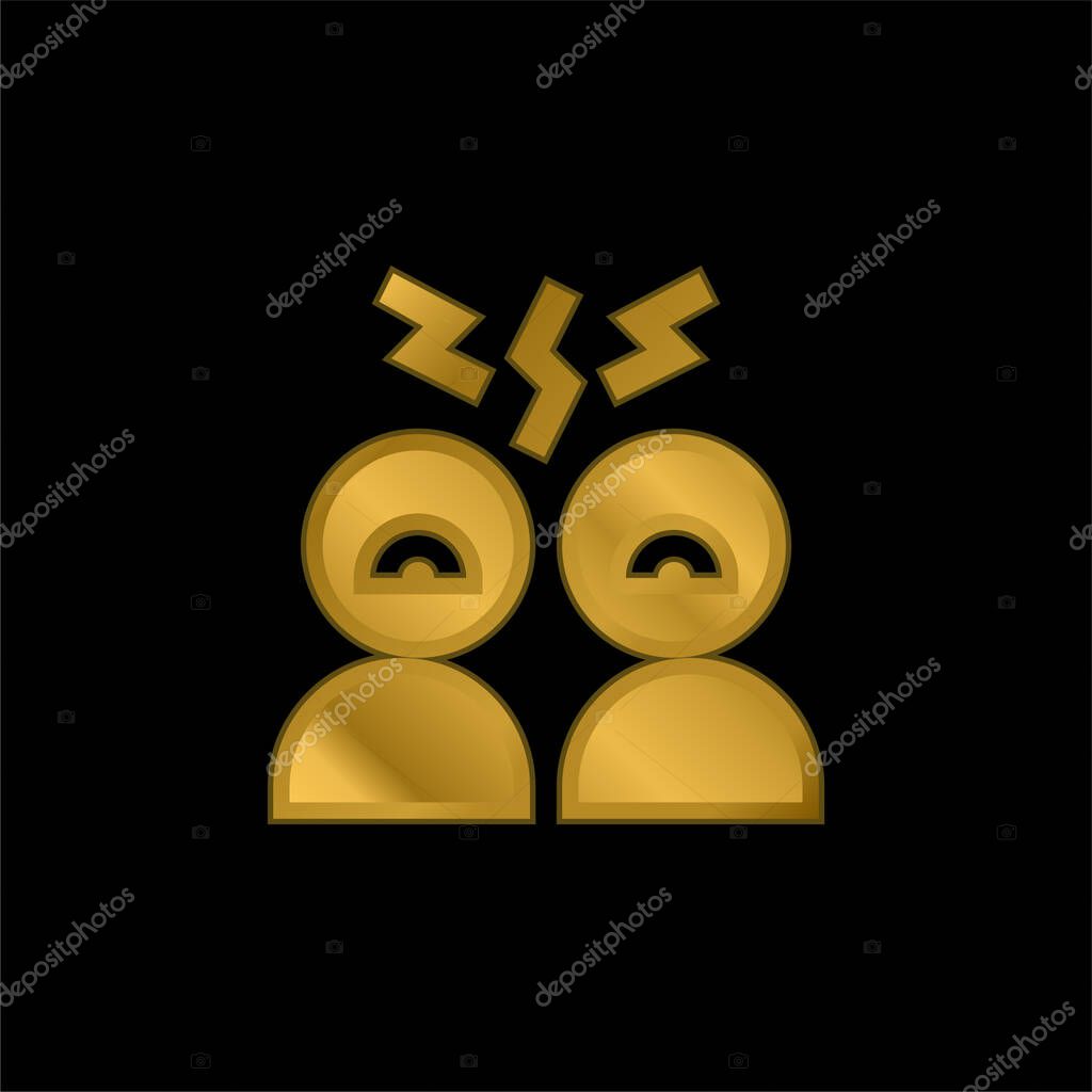Angry gold plated metalic icon or logo vector