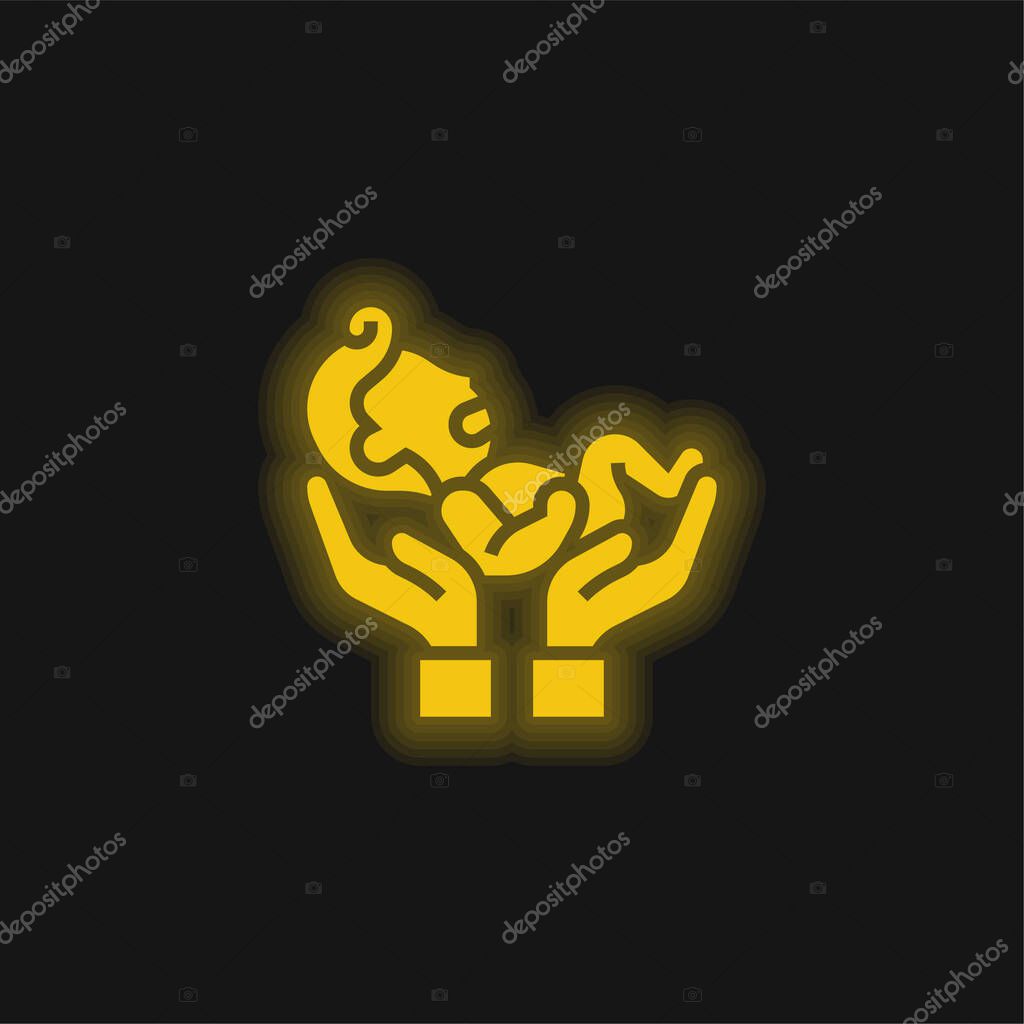 Baby yellow glowing neon icon