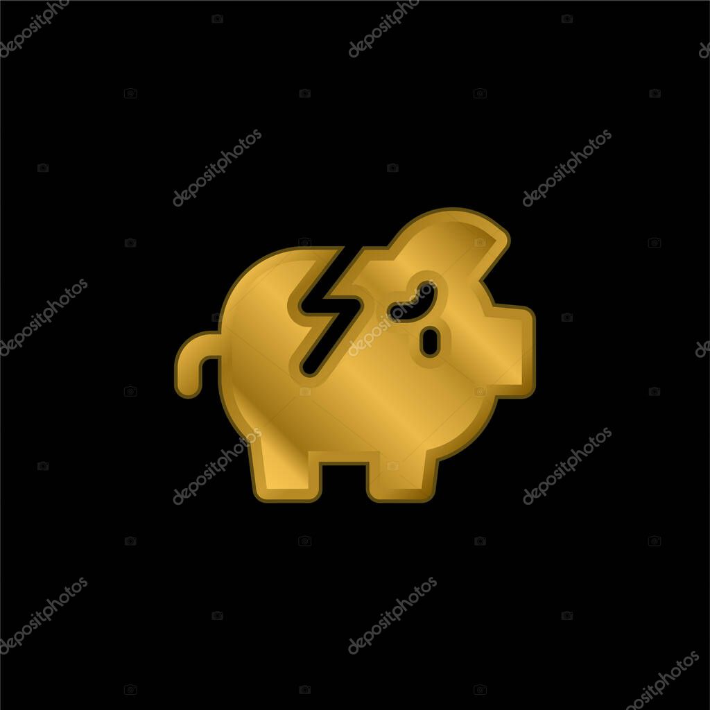 Bankrupt gold plated metalic icon or logo vector