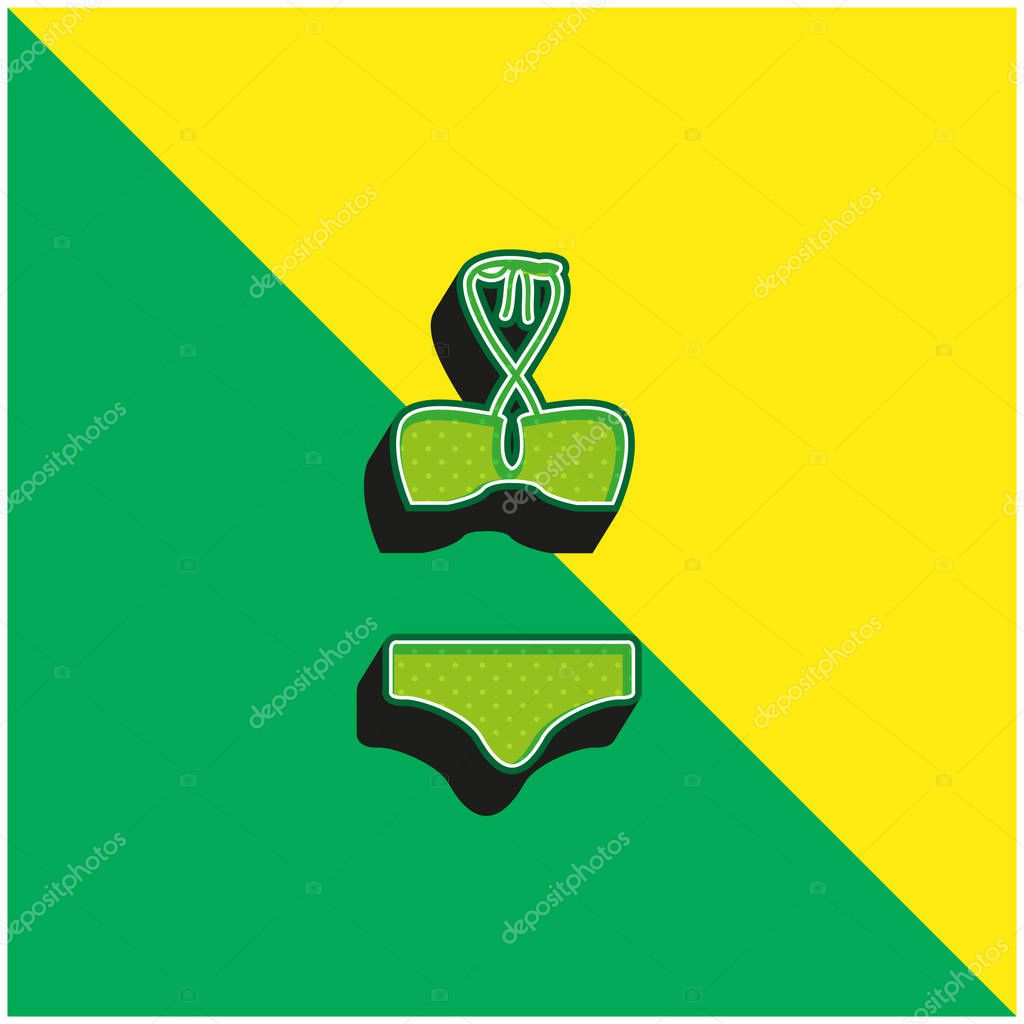 Bikini Green and yellow modern 3d vector icon logo