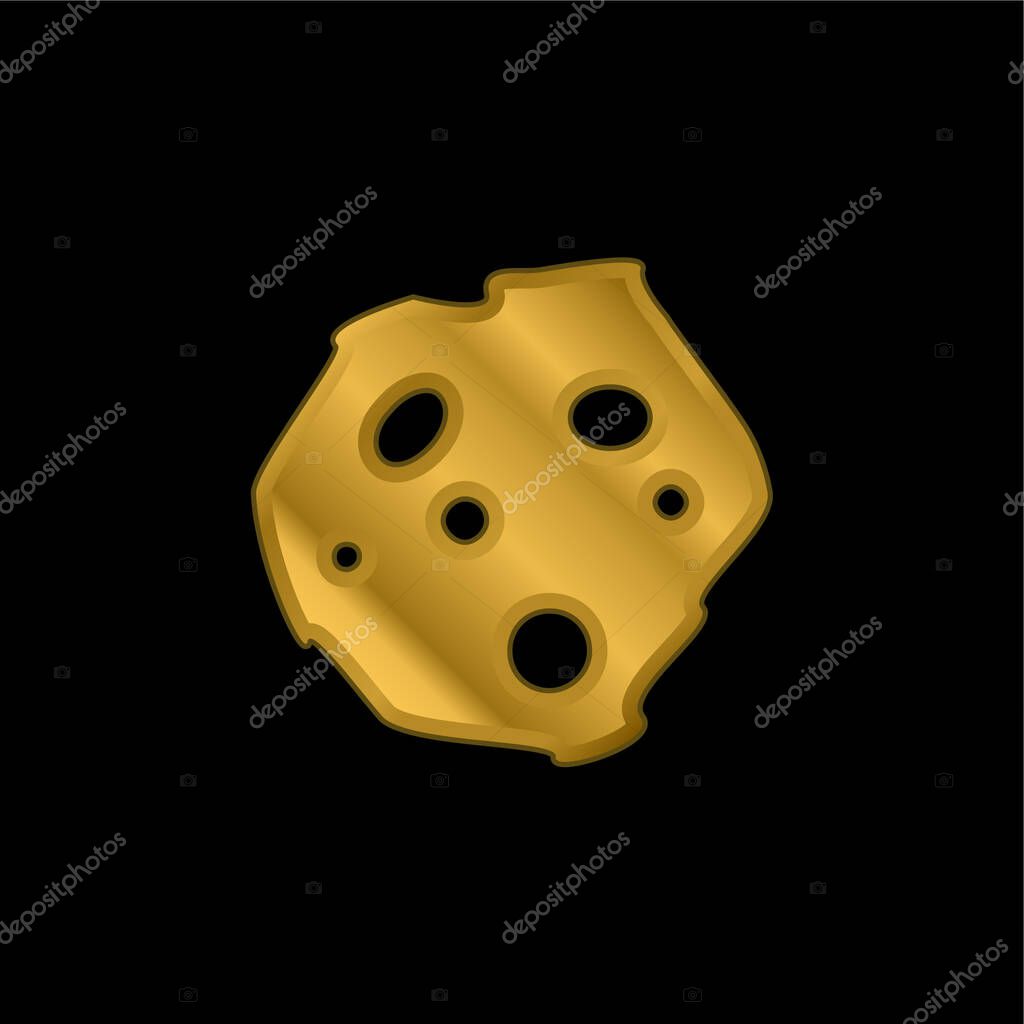 Asteroid gold plated metalic icon or logo vector