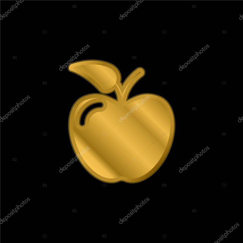 Apple gold plated metalic icon or logo vector