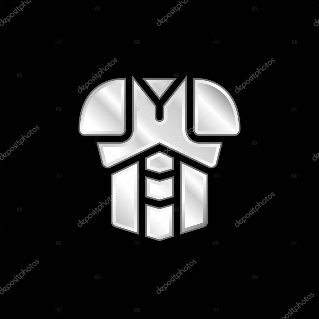 Armor silver plated metallic icon