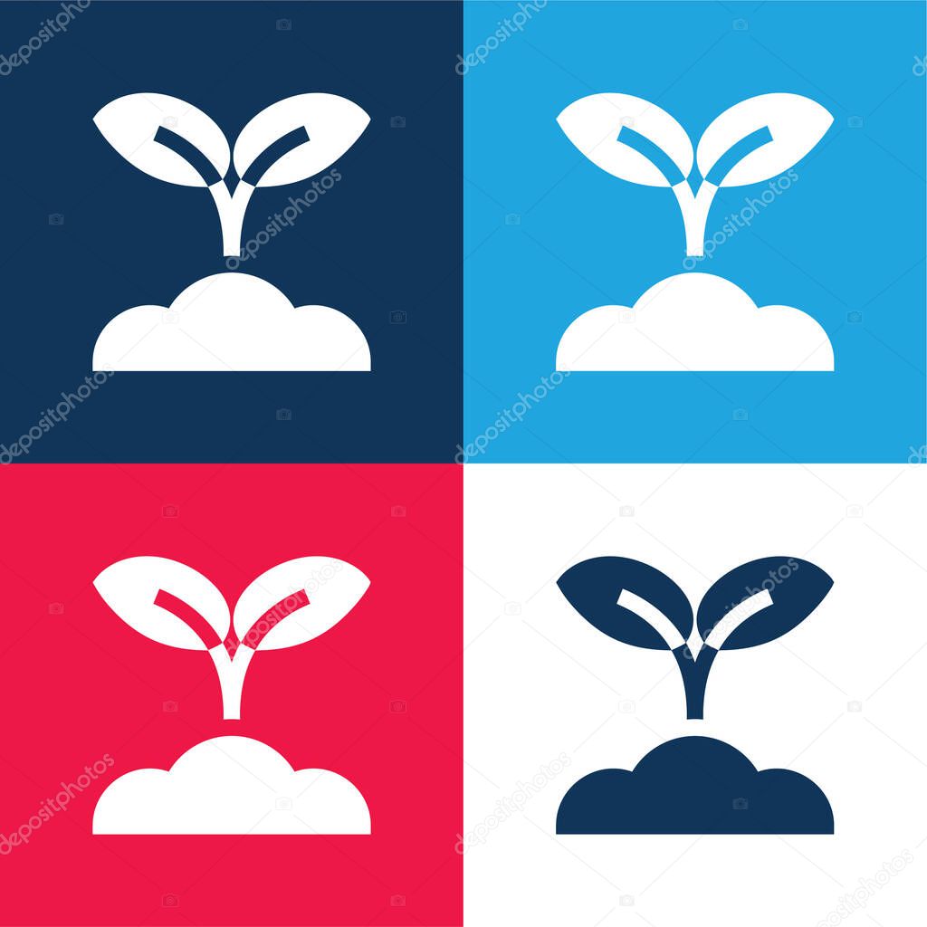 Agriculture blue and red four color minimal icon set