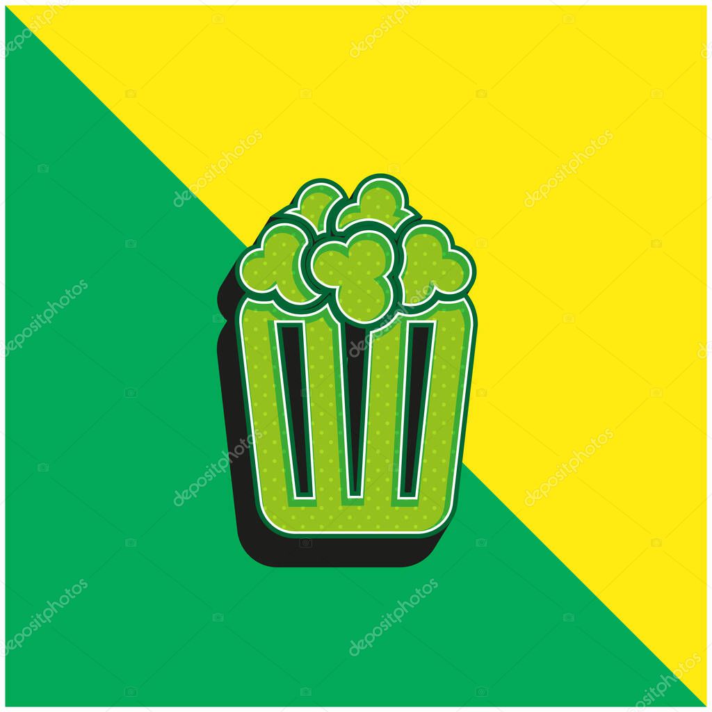 Box Of Popcorn Green and yellow modern 3d vector icon logo