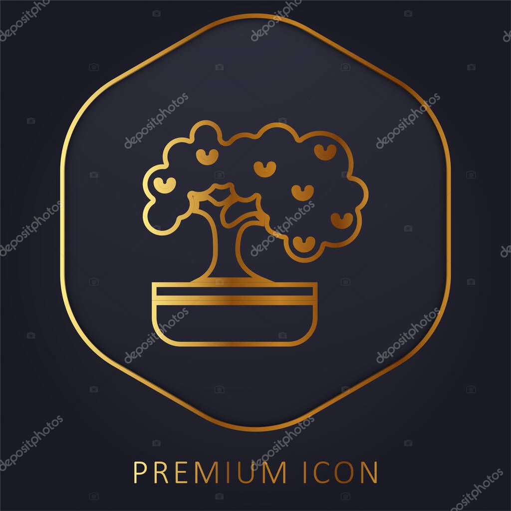 Bonsai golden line premium logo or icon