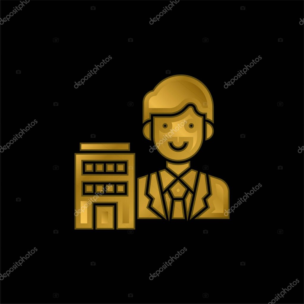 Agent gold plated metalic icon or logo vector