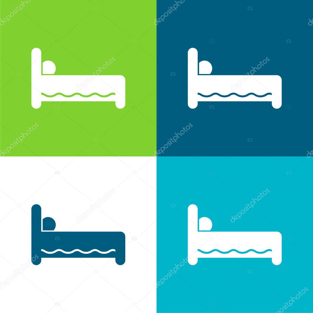 Bed Side View Flat four color minimal icon set
