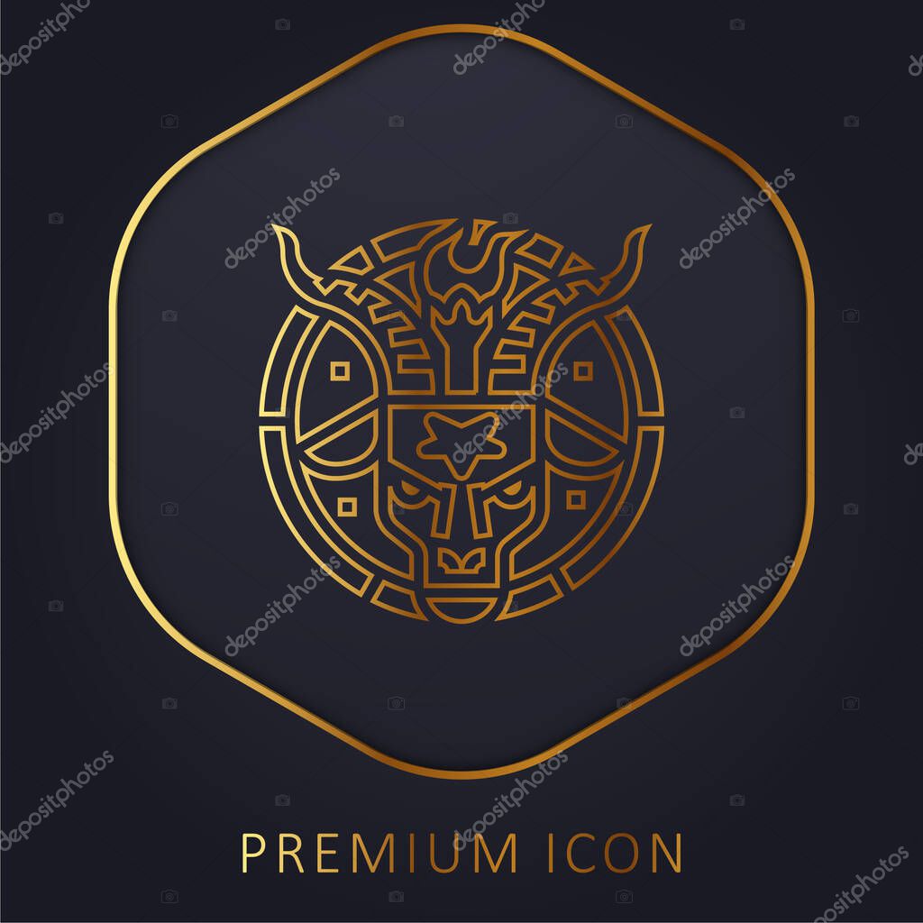 Baphomet golden line premium logo or icon