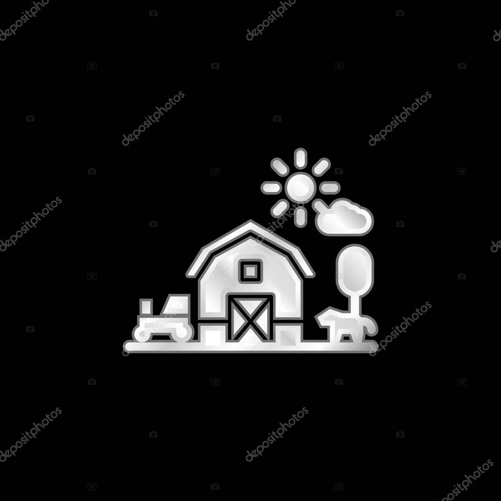 Barn silver plated metallic icon