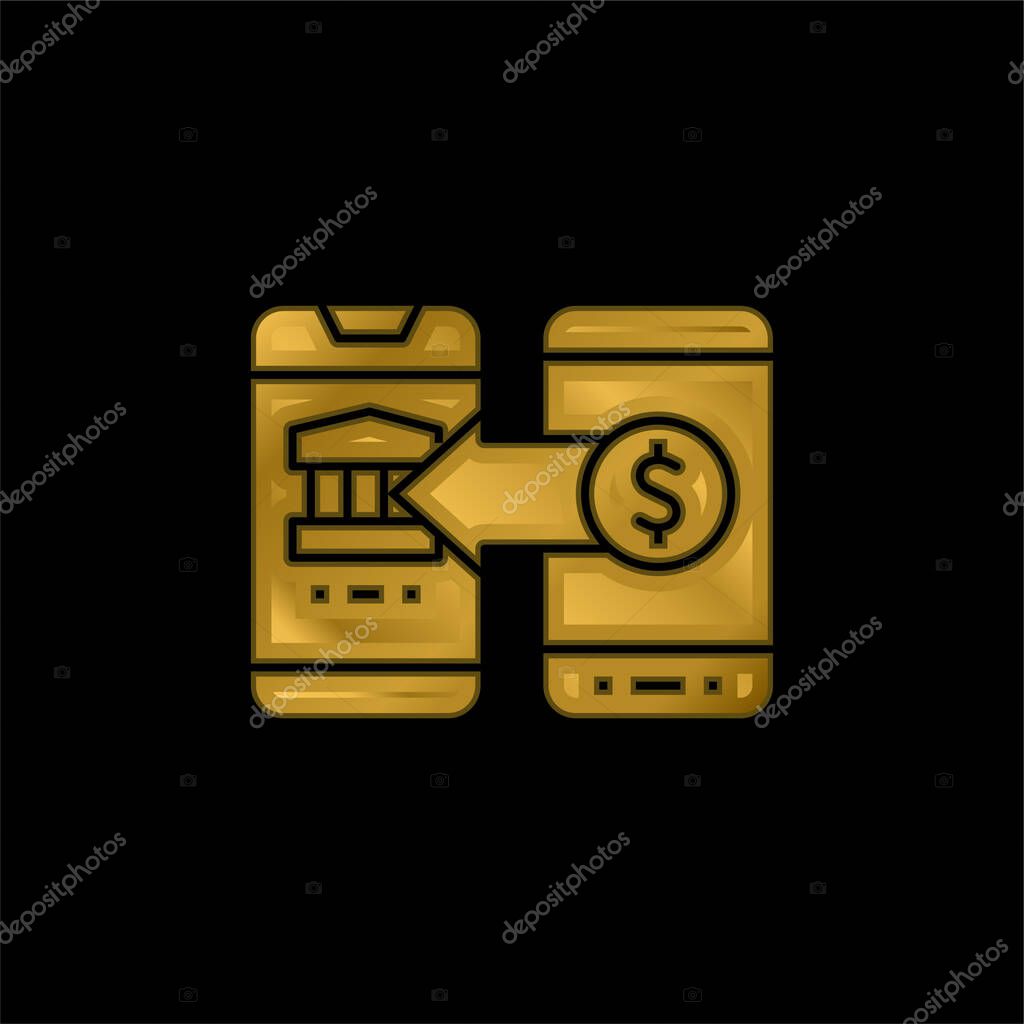 Bank gold plated metalic icon or logo vector