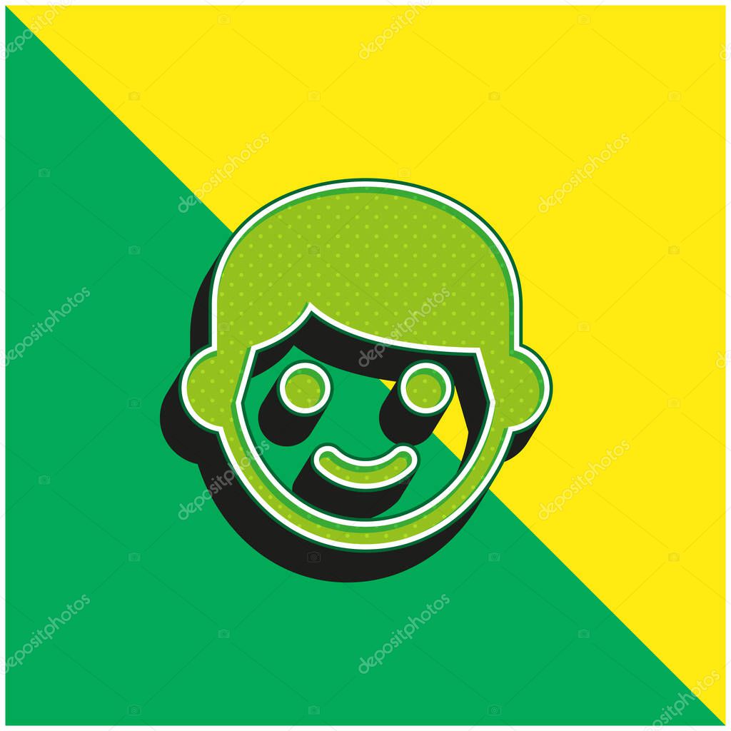 Boy Green and yellow modern 3d vector icon logo