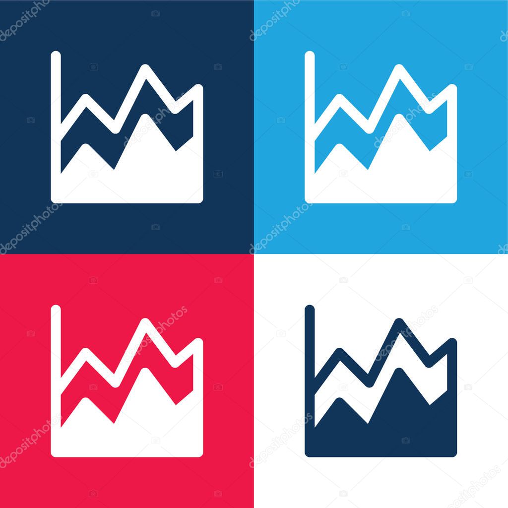 Area Chart blue and red four color minimal icon set