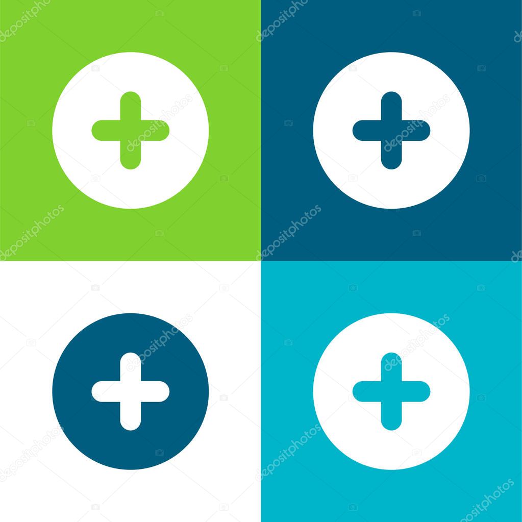 Add Round Button Flat four color minimal icon set