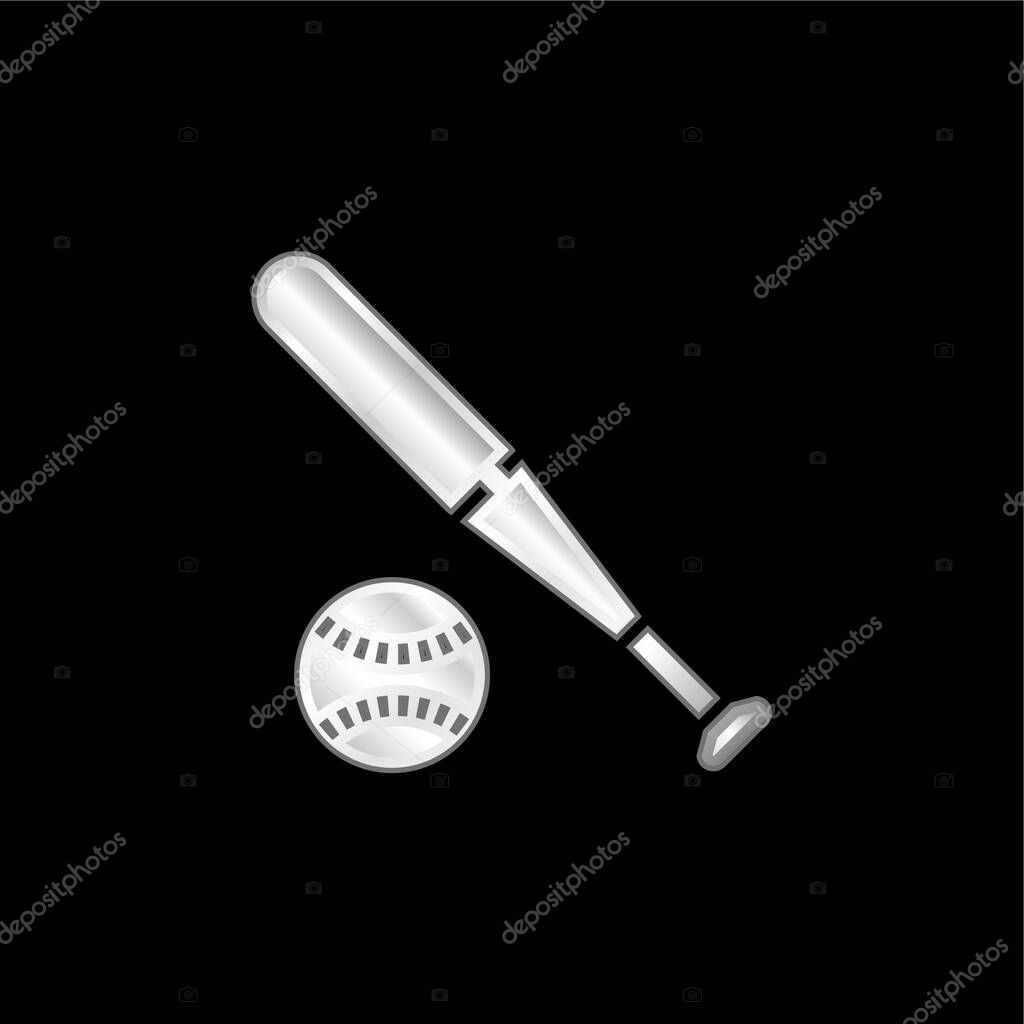 Baseball silver plated metallic icon