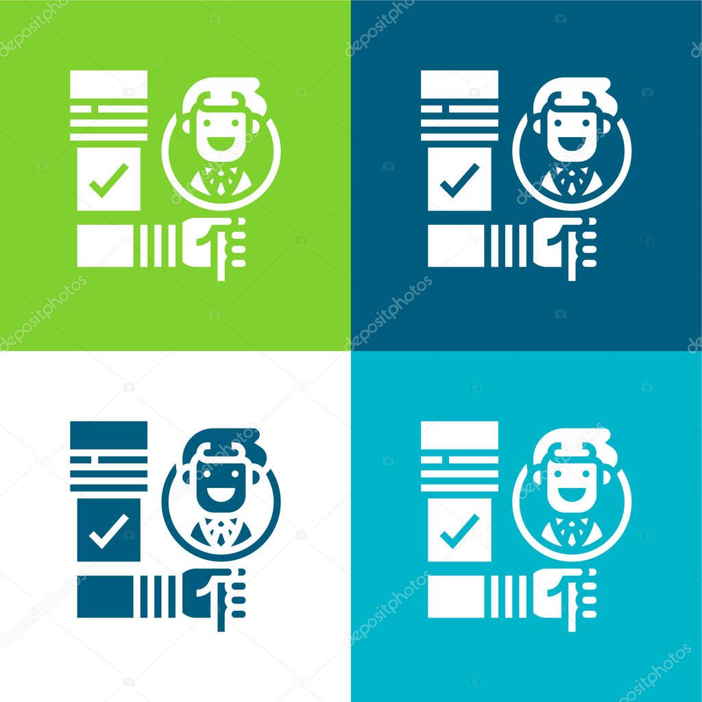 Background Check Flat four color minimal icon set