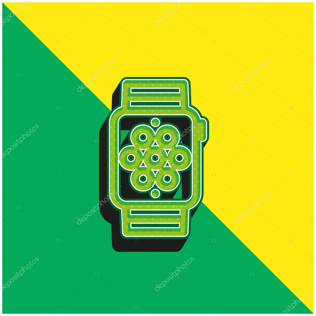 Apple Watch Green and yellow modern 3d vector icon logo