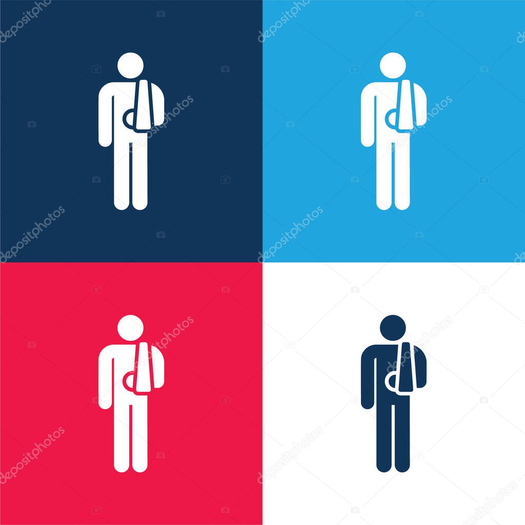 Accident blue and red four color minimal icon set