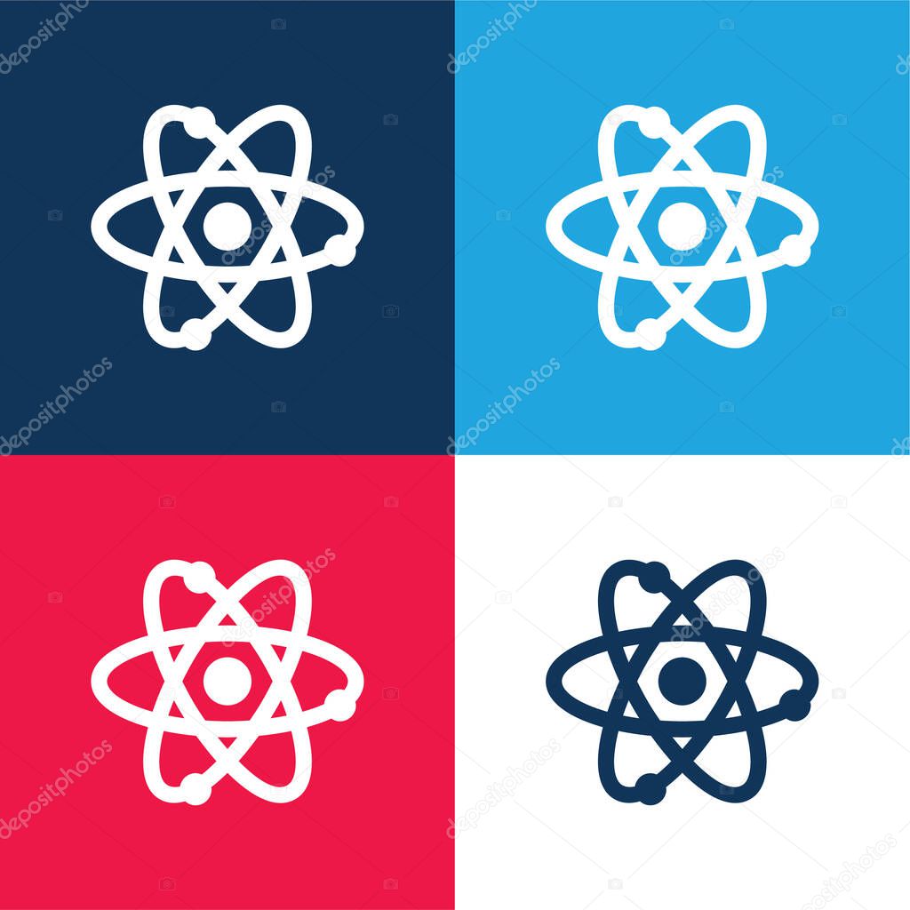 Atom blue and red four color minimal icon set