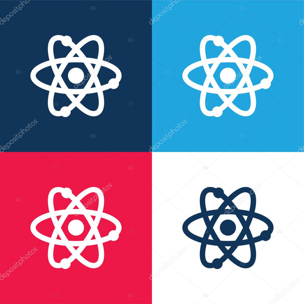 Atom blue and red four color minimal icon set