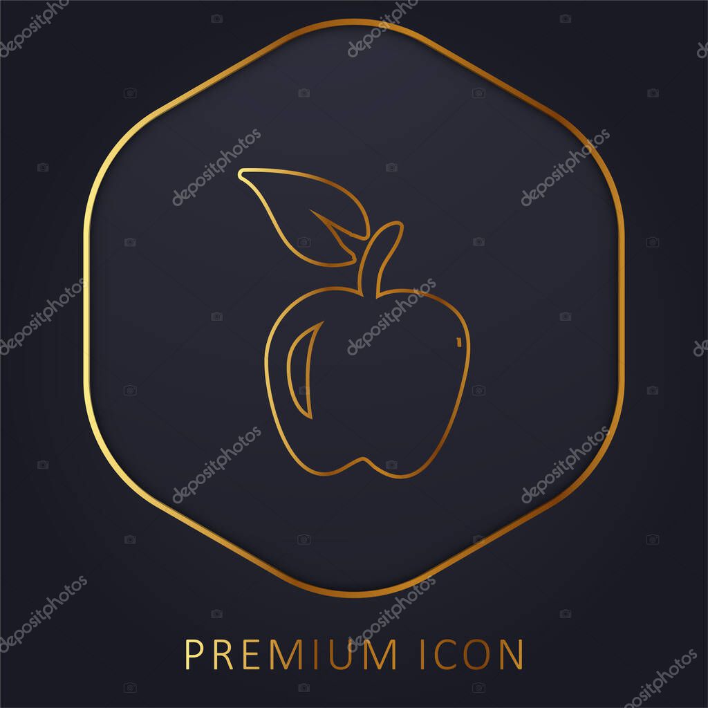 Apple Hand Drawn Fruit golden line premium logo or icon