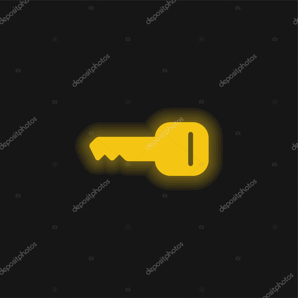 Black Key Horizontal Shape yellow glowing neon icon