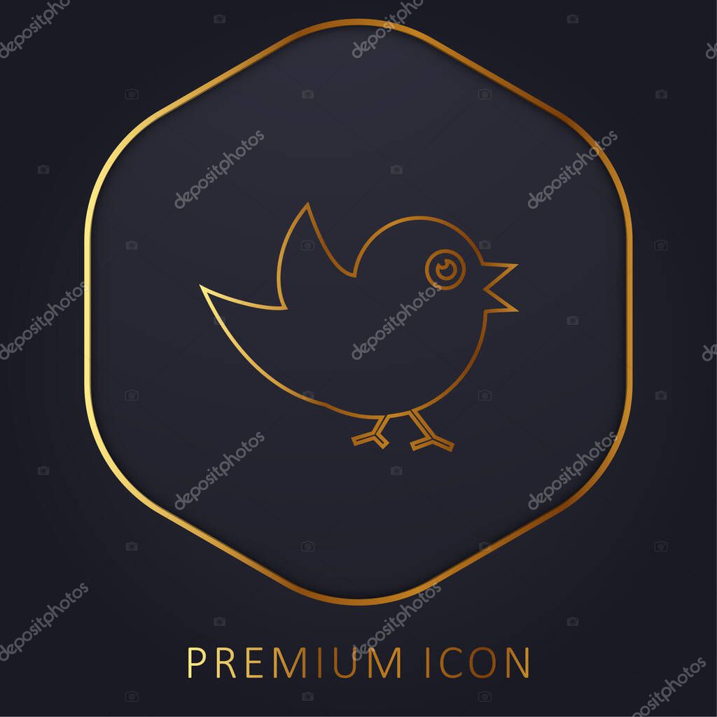 Bird Of Black Feathers golden line premium logo or icon