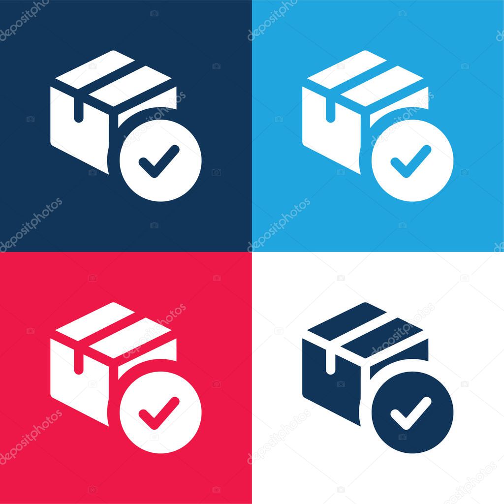 Approval blue and red four color minimal icon set