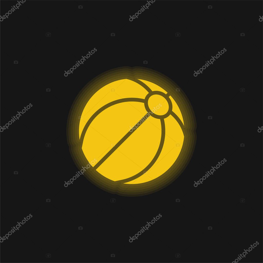 Beach Ball yellow glowing neon icon