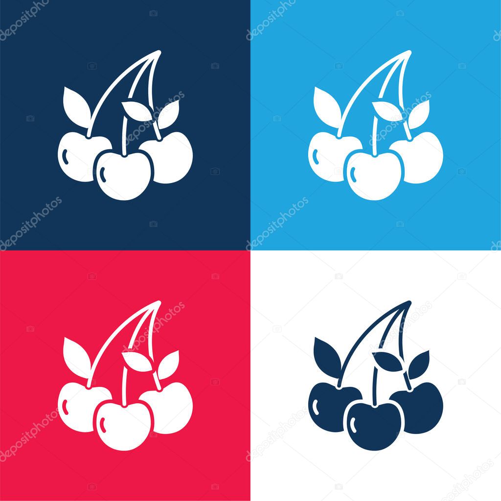 Berry blue and red four color minimal icon set