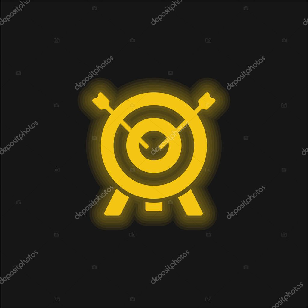 Archery yellow glowing neon icon