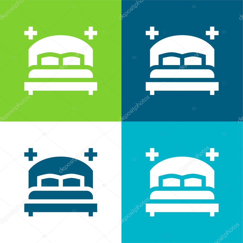 Bedroom Flat four color minimal icon set