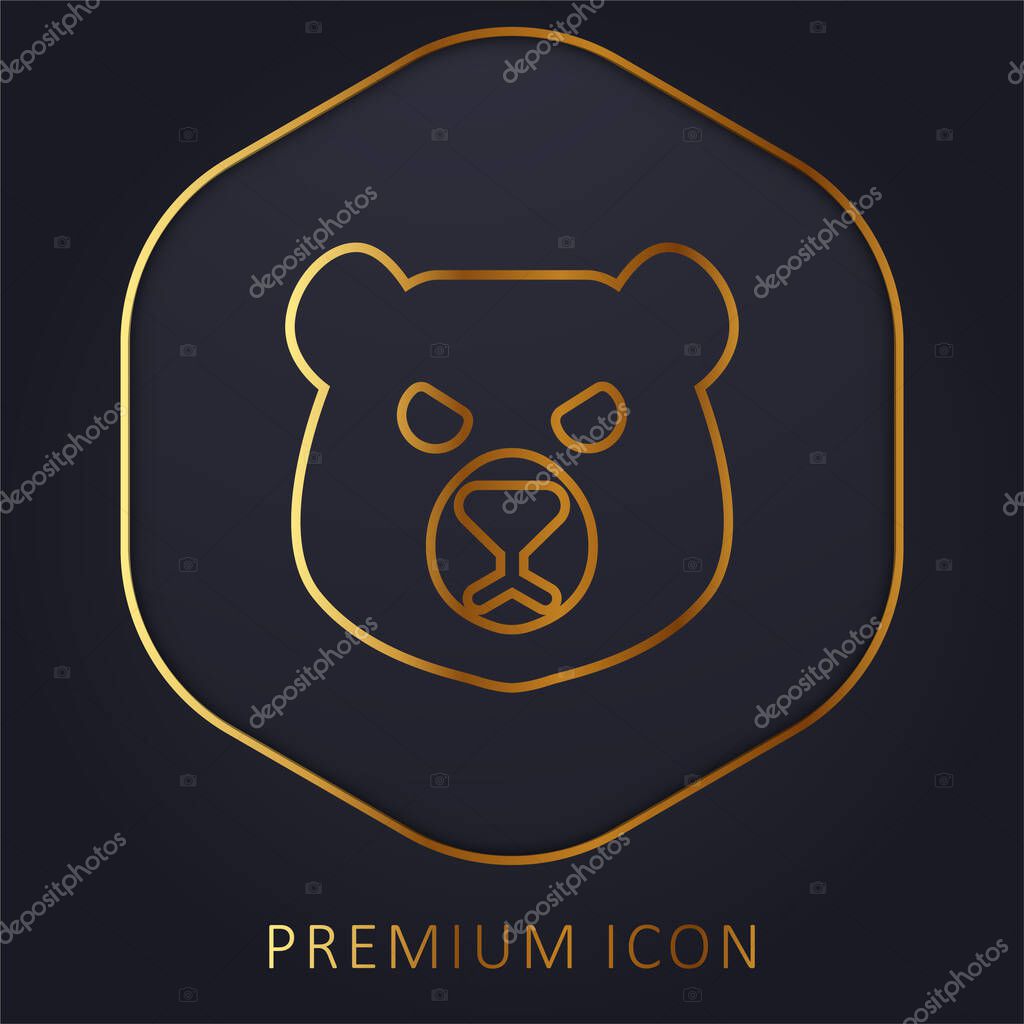 Bear Head golden line premium logo or icon