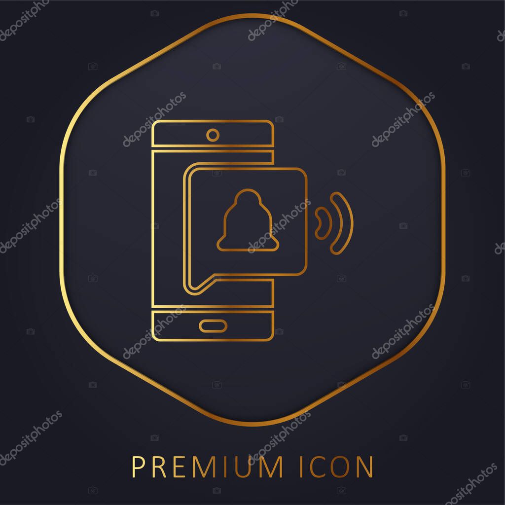 Alarm Bell golden line premium logo or icon