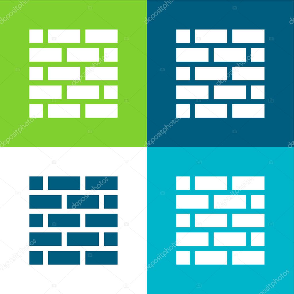 Brickwall Flat four color minimal icon set