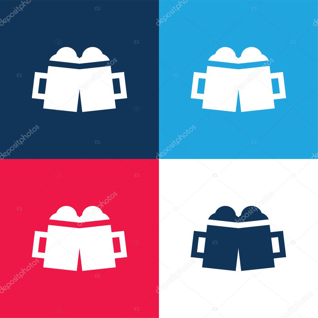 Beer Mug blue and red four color minimal icon set