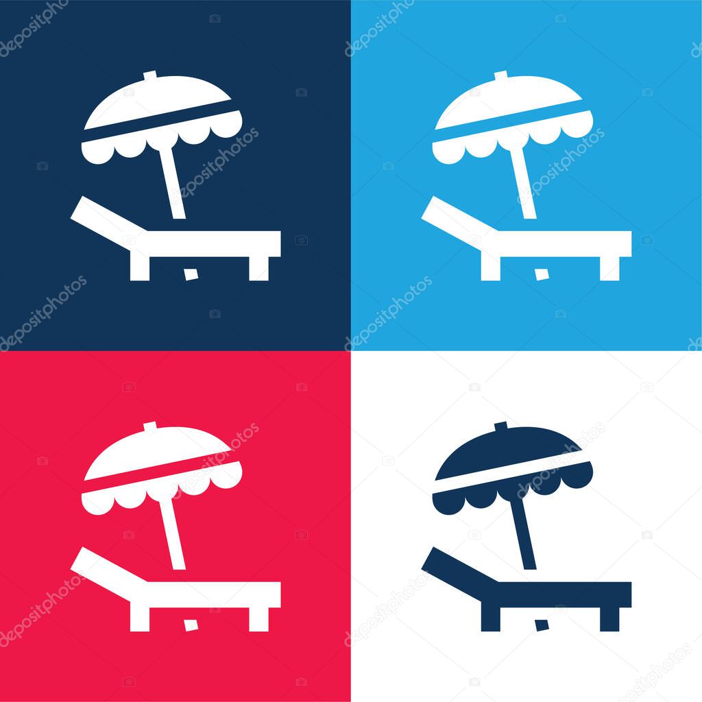 Beach blue and red four color minimal icon set