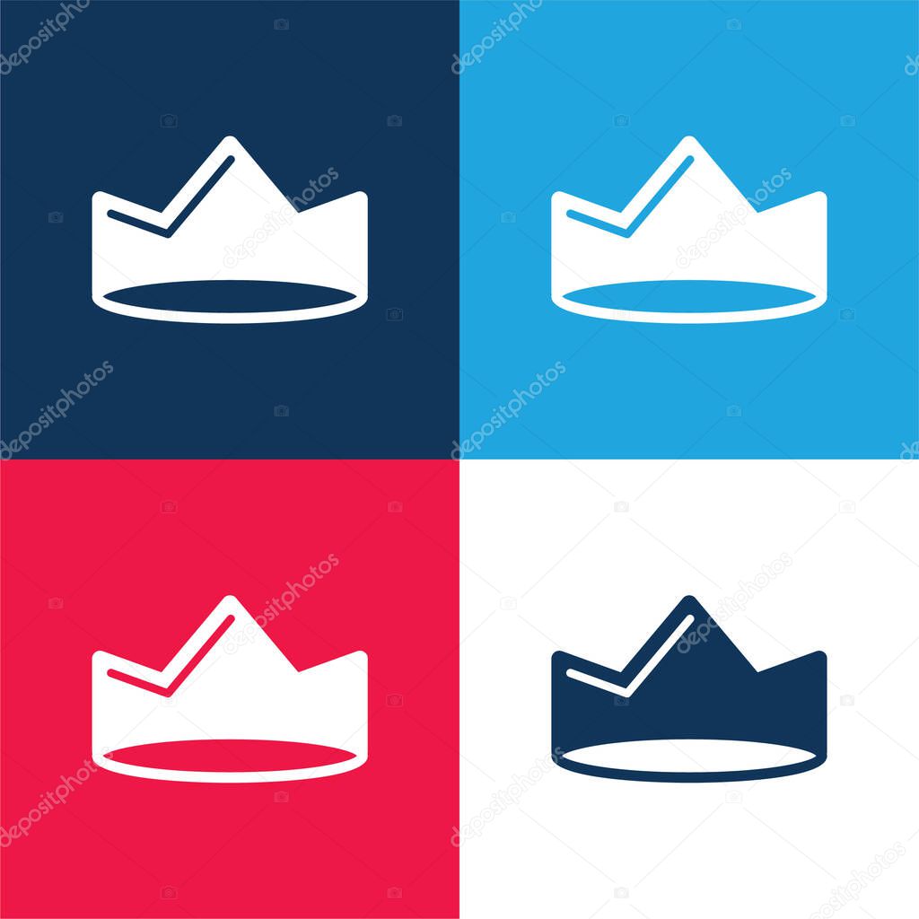 Crown blue and red four color minimal icon set