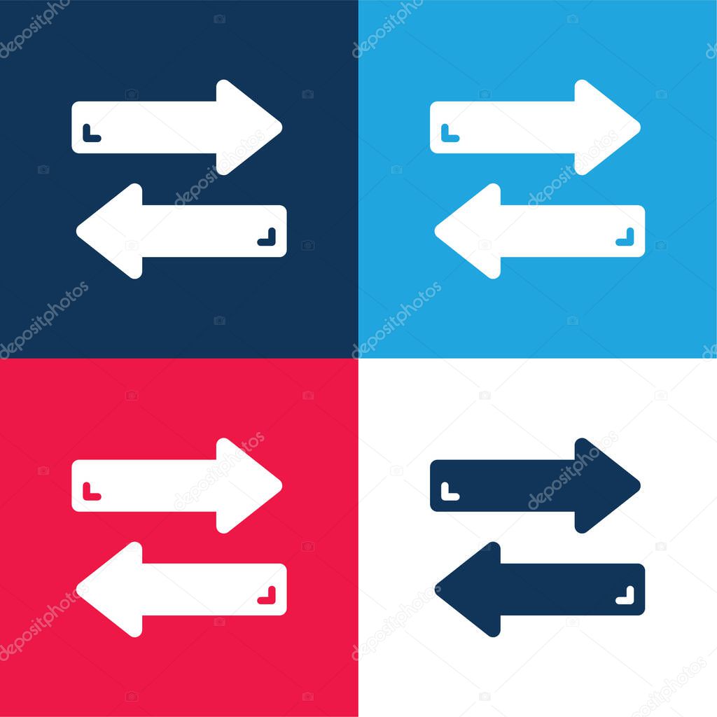 Arrows blue and red four color minimal icon set