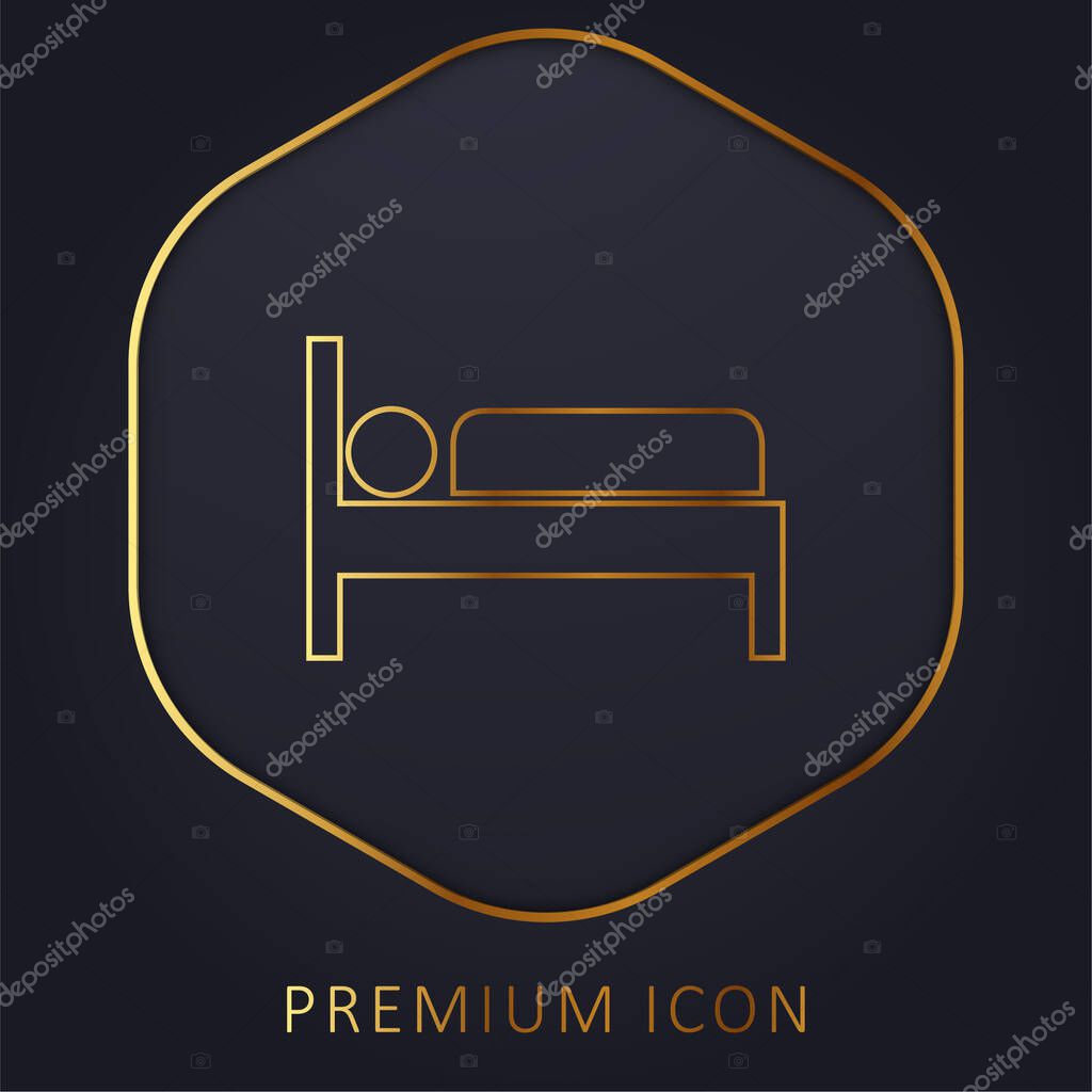 Bed golden line premium logo or icon