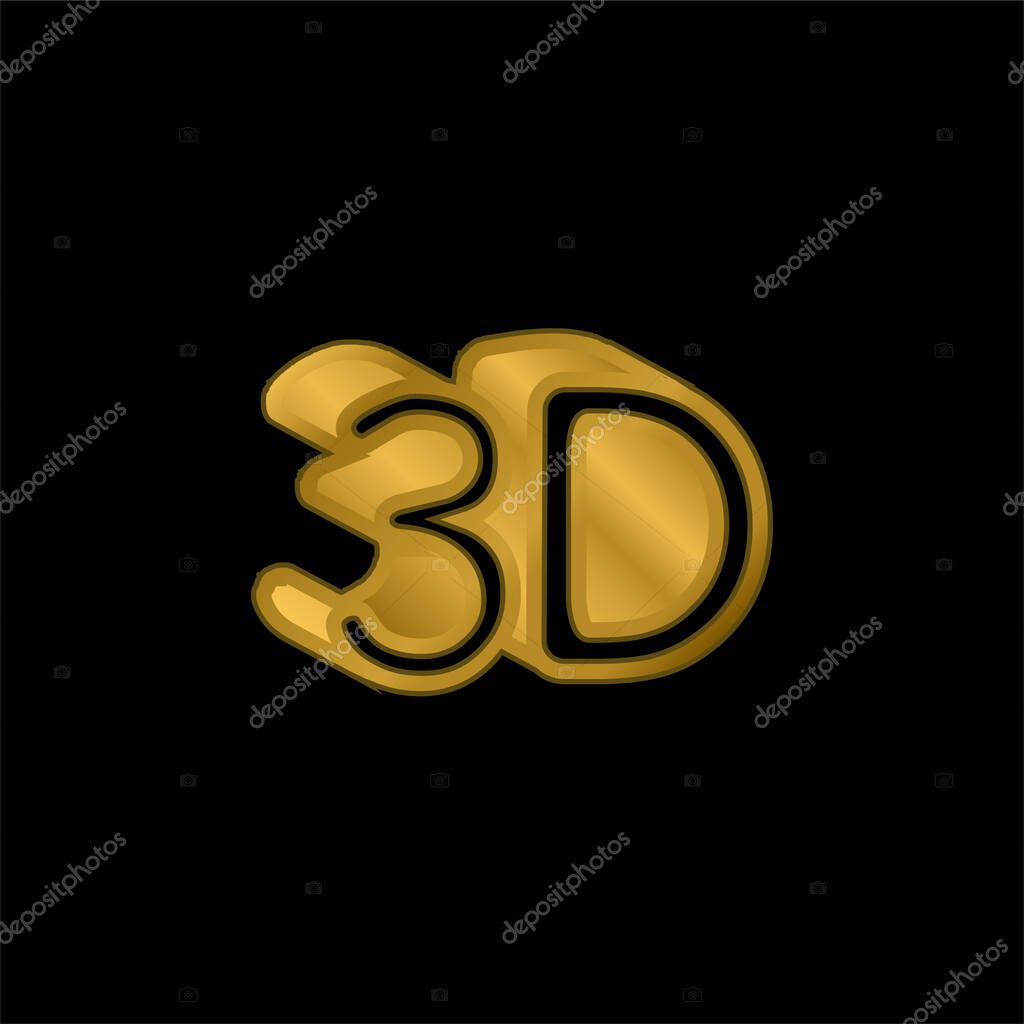 3D Symbol gold plated metalic icon or logo vector