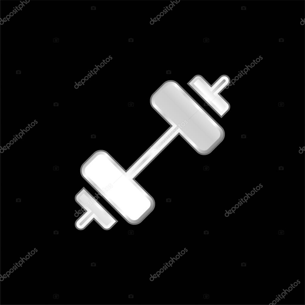 Barbell silver plated metallic icon