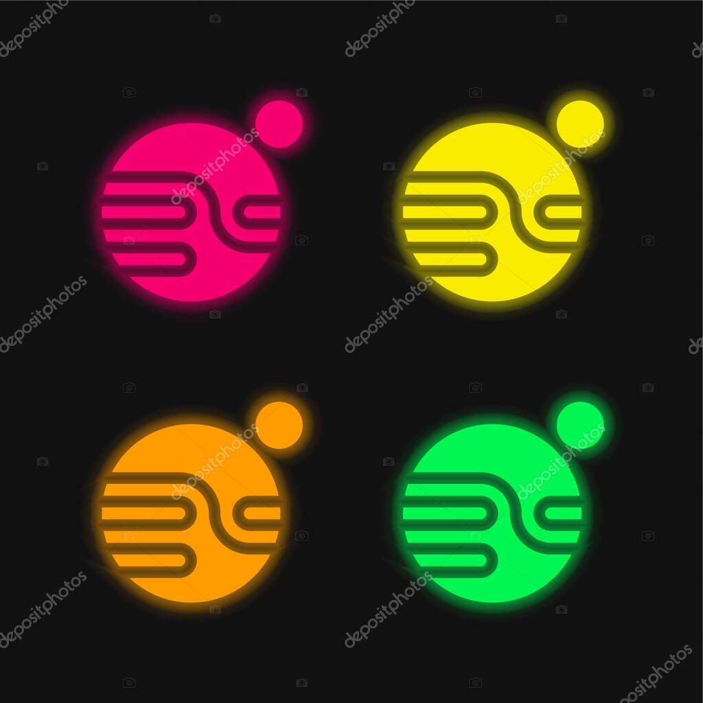 Astronomy four color glowing neon vector icon