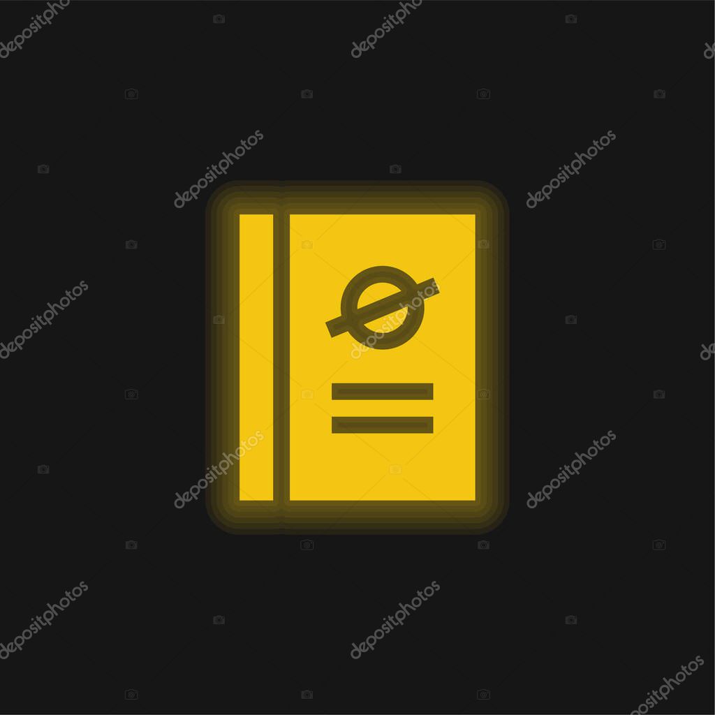 Book yellow glowing neon icon